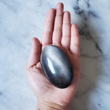 Load image into Gallery viewer, Silver Obsidian Palm Stone