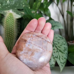 Peach Moonstone Palm Stone