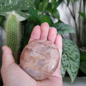 Peach Moonstone Palm Stone