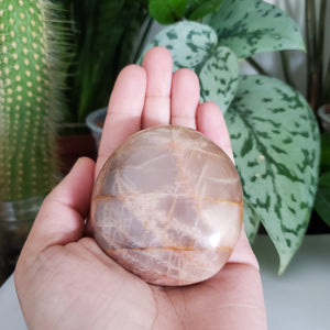 Peach Moonstone Palm Stone