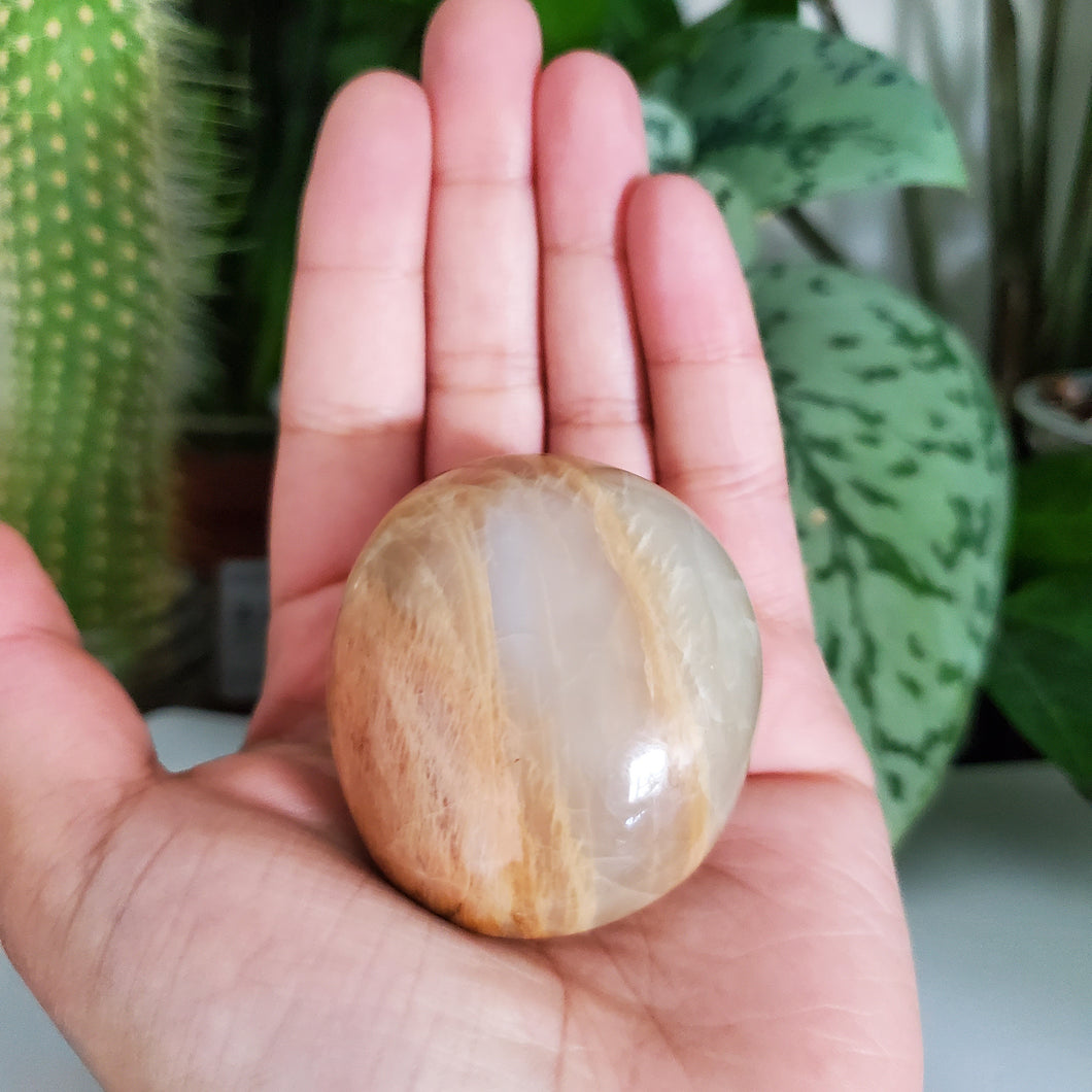 Peach Moonstone Palm Stone (A)